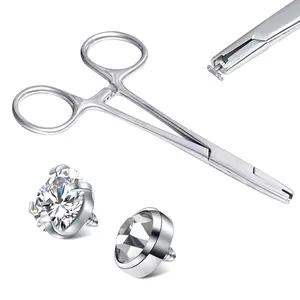 Piercing Ball Removal Tool, 3mm/4mm/5mm Jaw Stainless Steel Piercing Holding Tools Ball Unscrew and Screw Dermal Anchor Forceps for Dermal Tops Pliers for Nose Septum Labret Earrings Piercing