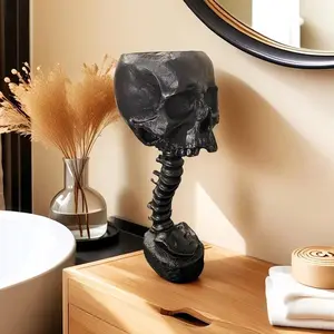 Skull Vase Home Decor Statue Decoration, Resin Material, Perfect for Desktop, Entryway, Living Room, Bookshelf, Wine Cabinet, Halloween & Christmas Gift
