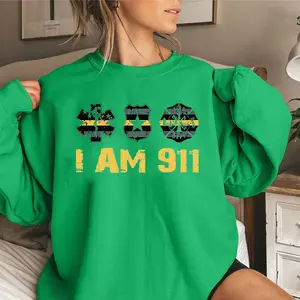 [Made in USA] I Am 911 Sweatshirt Unisex, First Responder I Am 911 Graphic Crewneck Pullover, EMS Police Firefighter Dispatcher Sweatshirt, 911 Operator Pride Shirt, Work Outfit Crewneck, Dispatcher Gift For Men Women.