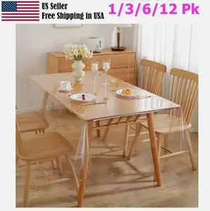 Table Cover Rectangle Clear Protector, 60"x90" Reusable Plastic Party 1/3/6/12