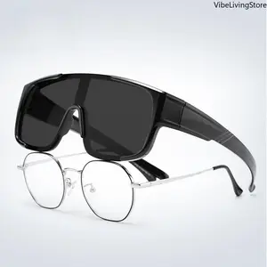 TR90 Oversized Shield Fit-Over Sunglasses, UV400 Windproof Anti-Glare Sports Glasses