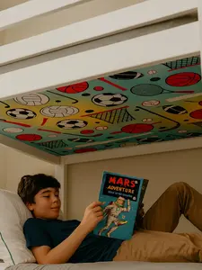 The Better Bunk - Bottom Bunk Bed Cover Sheet for Twin Beds  with Adhesive Velcro for Easy Installation and Fun Space Design Bedding Cozy