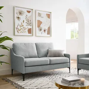 Modway Corland Upholstered Fabric Loveseat in Light Gray