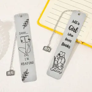 Fashionable "Book-Loving Girl" Metal Stainless Steel Bookmarks, Inspirational Reading Quotes Designed Page Markers, Artistic Gifts For Female Book Lovers, Reading Enthusiasts, Birthdays, Festivals And Back-To-School Season