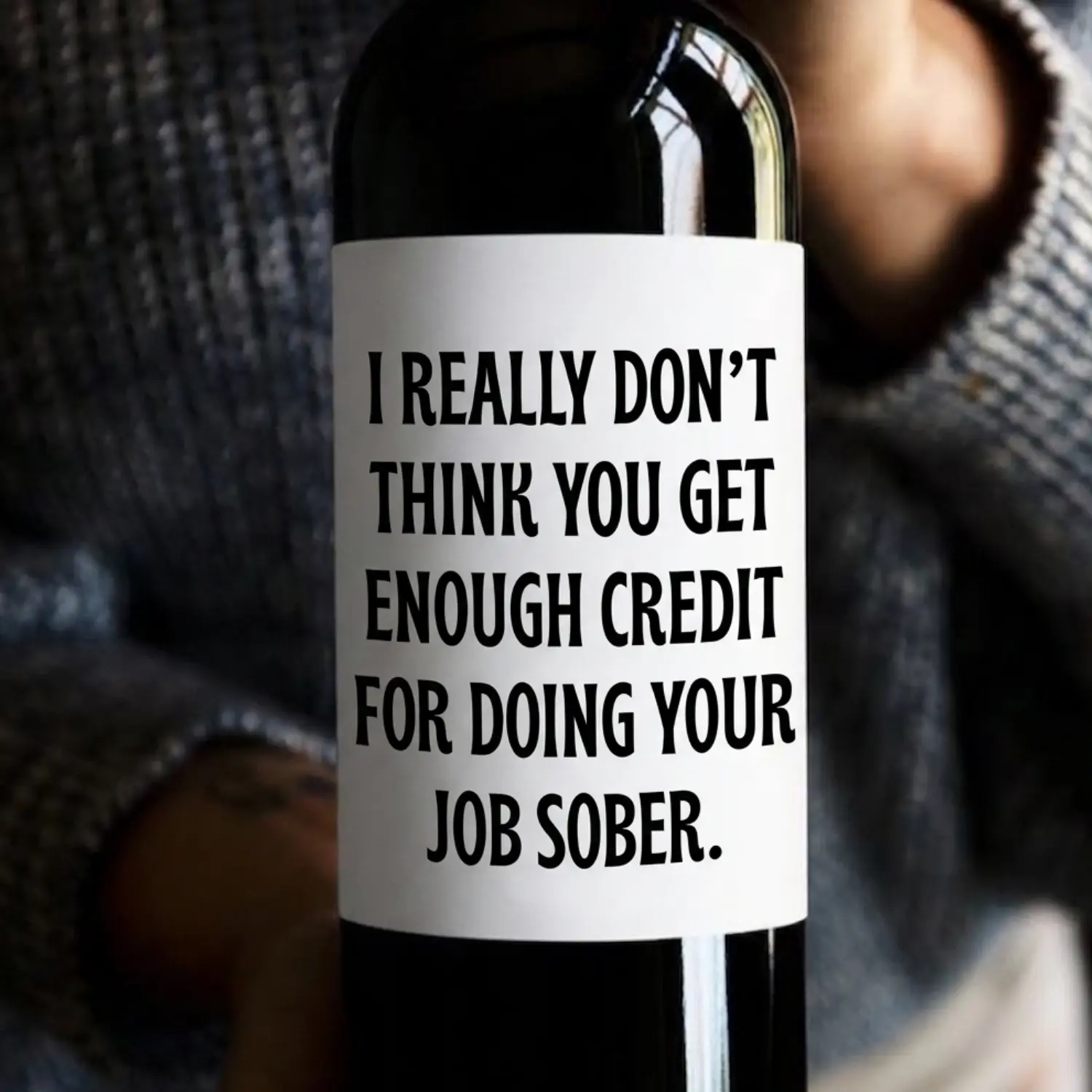 Funny Work Wine Label, Doing Your Job Sober, Office Christmas Party, Coworker Promotion Present, Job Appreciation, Boss Gift, Secret Santa l Sticker ONLY - NO wine bottle included