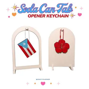 Puerto Rico Inspried Soda can keychain, easy can tab opener, save your nails, keychains, arthritis friendly, cute can tab opener