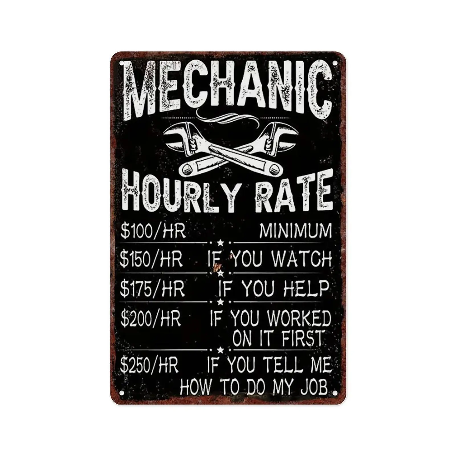 Garage Decor - Mechanic Hourly RateGarage Car Signs Decor, MechanicsAutomotive Man Cave Bar VintageMan Cave Car Funny Retro Plaque -Gift for Father's Day - For Garage &Man Cave Enthusiasts - Perfect Giftfor Dads The size is 12x8 inches