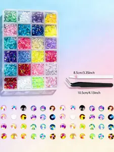 24 Color Water Drill Beads Ab Colors DIY Jewelry Making Supplies, Vibrant Decorative Craft Accessories for Nail Art & Handmade Crafts, DIY Beading Accessories