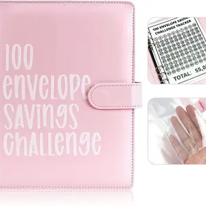 Pink 100 Day Saving Challenge Binder monthly agenda book note finance planner student planner collection christmas