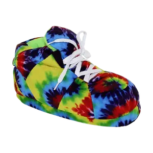 Tie-Dye Hippie Plush Sneaker Slippers for Women and Men - Eye-Catching Retro Design, Ultimate Comfort, Non-Slip Sole, Perfect Gift for Free Spirits, All Seasons Footwear