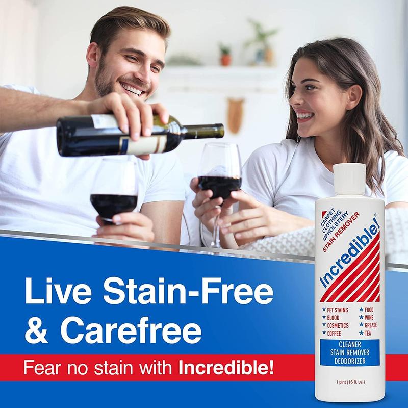 Stain Remover - Instant Spot Remover For New and Old Stains - Blood, Red Wine, Coffee, Urine, Cosmetics, Pet Stains and Odor Eliminator - Carpets, Mattress, Laundry, 16.oz (2 Pack)