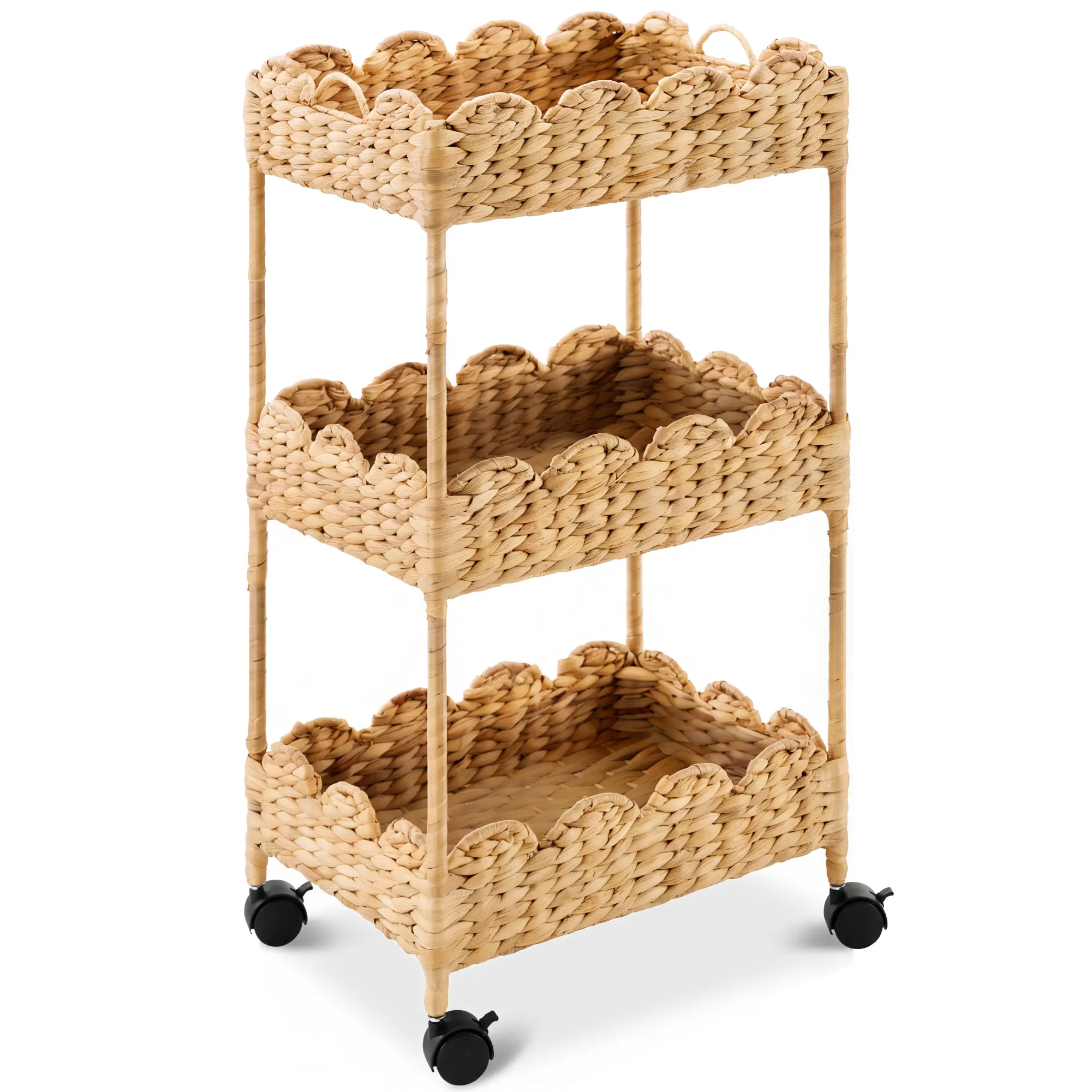 Best Choice Products 3-Tier Scalloped Rolling Nursery Caddy w/Wheels, Storage Utility Cart Best Choice Products 3-Tier Scalloped Rolling Nursery Caddy w/Wheels, Storage Utility Cart