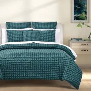Cloud Puff Teal 3 Piece Quilt Set