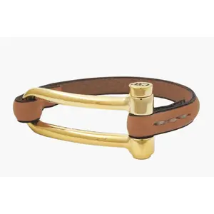 CXC BRACELET COLOR CAMEL LEATHER -  GOLD PLATED