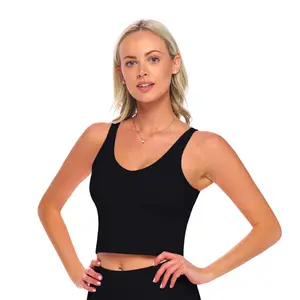 Natural Uniforms Longline Sports Bra – Wirefree Padded Medium Support Workout Bra, 4-Way Stretch U-Back Fitness Top