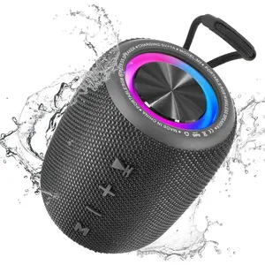 Portable  Speaker, BT5.3  Speaker 20W Bass Diaphragms with Multi LED Light Dynamic Modes, IPX6  16H Playtime supports FM Mode, TF, USB for , Cycling, Outdoor, Beach