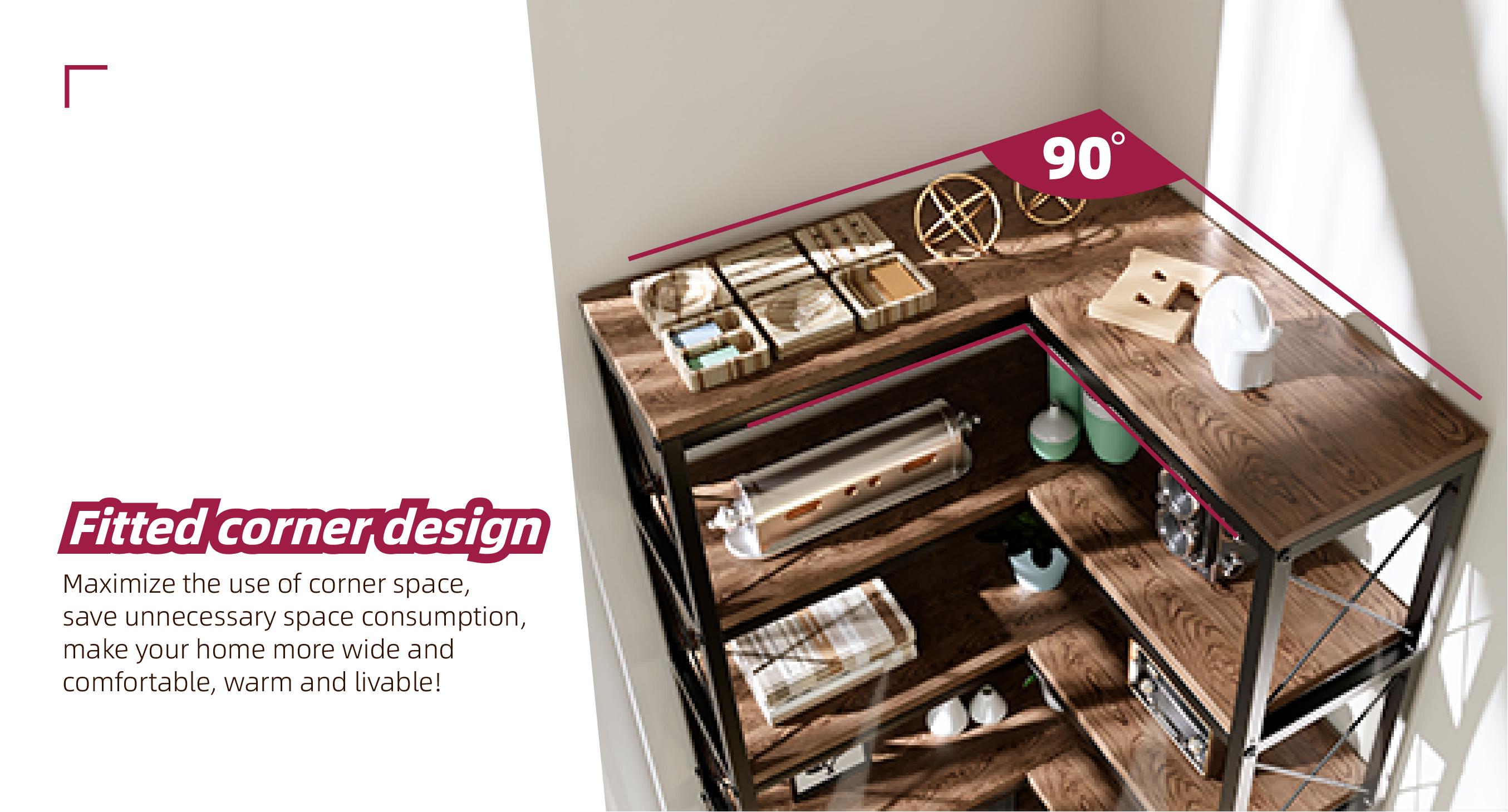 7 Tier Corner Bookshelf with LED Lights, 78.7” High Corner Shelf Storage for Living Room, Study Room, Metal Frame Extra Large Capacity, Flamed Color IF076