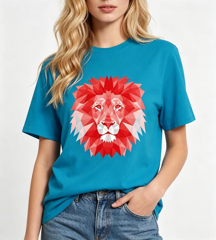 Women's T-Shirt Blue Modern Art Animal Casual Short Sleeve Graphic Tee #sohochic