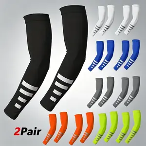 2-pack breathable quick-drying cycling arm sleeves, unisex arm protectors, reflective striped compression sleeves, suitable for work, golf and outdoor sports. summerwins