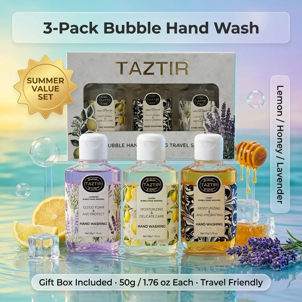 TazTir 3 Pack Scented Foaming Hand Soap Set with Moisturizing Honey, Soothing Lavender & Deodorizing Lemon, Gentle Rich Lather Formula, Honey Extract, Lavender/Lemon, Moisturizes, Rich Foam, Foaming Hand Wash