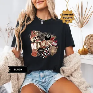 Mama Collage Shirt, Western Mom T-shirt, Leopard Graphic Tee, Mothers Day Gift