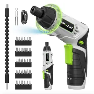 PHALANX Electric Screwdriver Rechargeable 4V Cordless Screwdriver Set, Small Screw Gun with LED Light & USB Charging Cable, 17+1 Torque Setting Mini Electric Screwdriver for Light-Duty Works