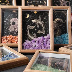Natural Healing Gem Photo Frame, Picture Frame, High Quality Frame, 1 Count Zodiac Seven Chakra Photo Frame, Desktop Decoration, Gift for Friends & Family