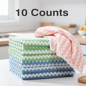 10 Counts Kitchen Dish Towels, Super Absorbent Washing Dishes Kitchen Towels, Soft Dish Rags for Drying Dishes Kitchen Cleaning Clothes, Random Color multipurpose