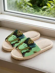 1 Pair Home Slippers, Cool Zombie Print, Soft Sole Anti-Slip Silent, Unisex, All Seasons, Casual Textile Eva, Less Than Ankle Height