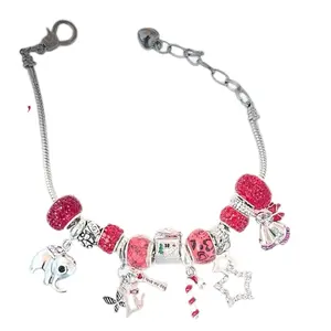 Energy Charm Bracelets Radiant Silver Dangle with Red Gems & Heart Charms for Personalized Style and Positive Energy Customizable Options