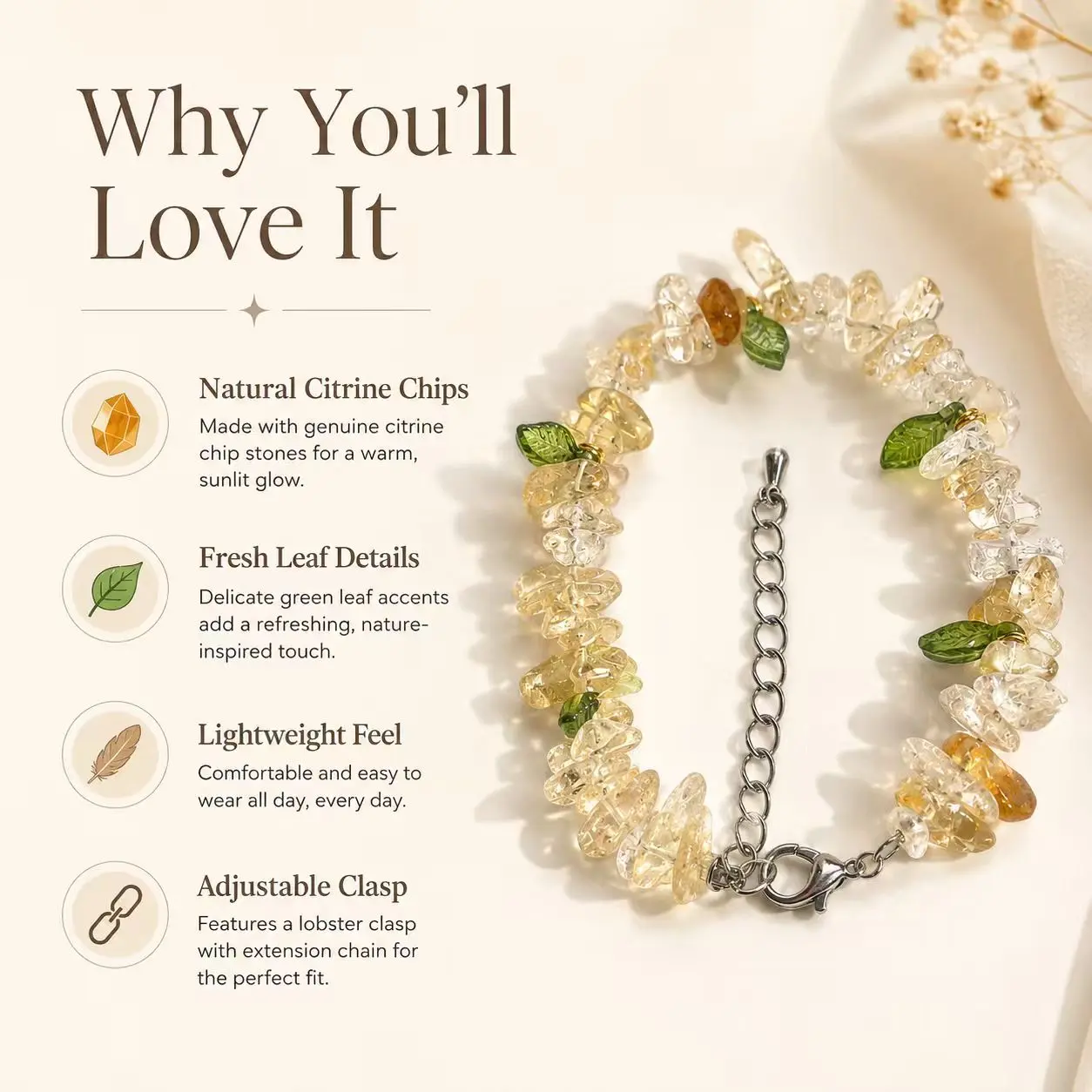 Natural Crystal Chip Bracelet, Jewelry Accessory for Daily Wear