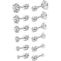 I.6Pairs Screw back stud earrings