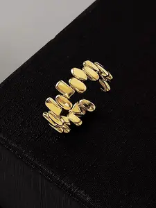 Elegant Geometric Copper Statement Ring for Women, Simple Luxurious Fashion Accessory, Unique Daily Wear Jewelry, Single Open Design