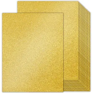 Double-Sided Gold Glitter Cardstock 8.5 x 11 24 Sheets, 100lb No-Shed Shimmer Glitter Paper for Wedding Parties, Invitations, Birthday, DIY Craft Projects, Anniversary