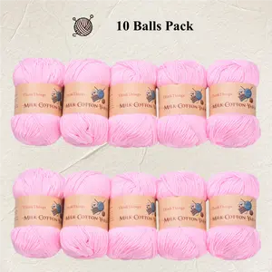 Think Things Acrylic Yarn for Crocheting Bulk DIY Knitting Light Pink Yarns Large 10 Balls Pack 17.6oz Weaving Knit Tool Pink Crocheted for Beginners