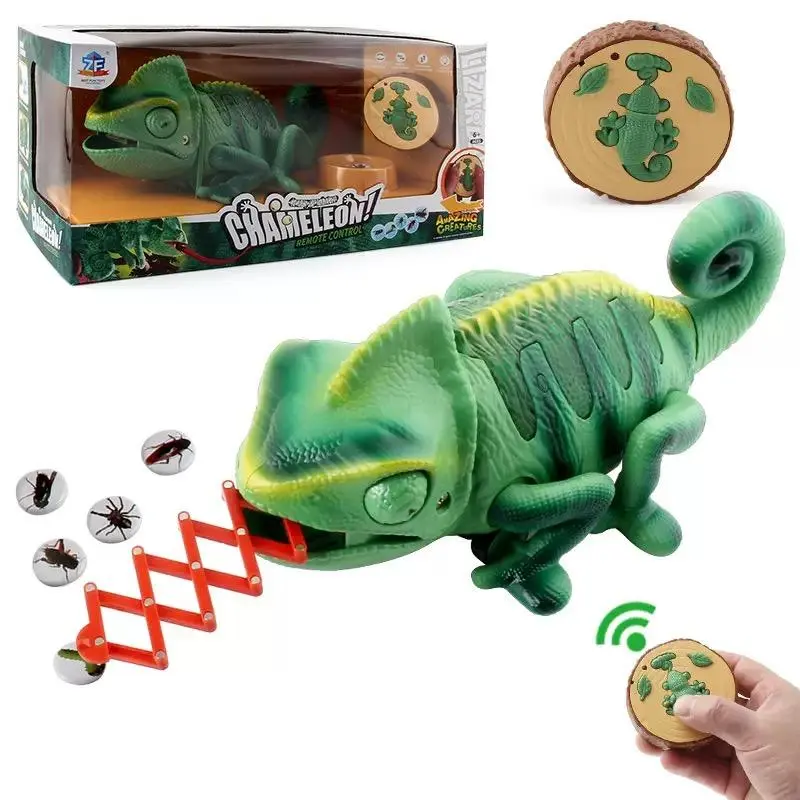 Remote Control Toys, RC Walking Robot Chameleon  w/Light Tracing, - LED Light Up & Preying Remote Control Electronic Toy with Moving Eyes, Walking, Color Changing Realistic RC Robot Toy Gift for Kids Girls Age 3 4 5 6 7 8