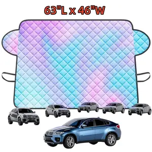 Car Windshield Cover for Ice and Snow, with Front Window Cover, Laser Windshield Cover with 5 Magnet Universal Fit for Car, SUV, Truck, Heavy Duty 600D Oxford Fabric Frost Protector for Ice & Sleet (63"L x 46"W)