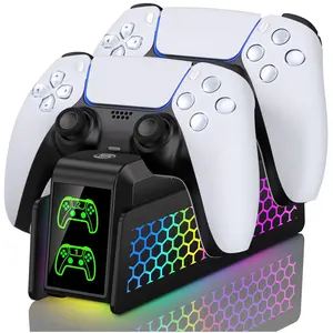 PS5 Charging Station, 2H Fast Controller Charger for PlayStation 5 DualSense, Upgrade PS5 Charging Dock with 2 Types of Cable