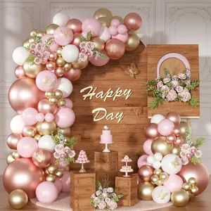 Rose Gold Pink Balloon Arch Kit 163 Pcs rose gold Balloon Garland Kit Include Rose Gold Pink White Balloons for Wedding Birthday Bridal Shower Party Decorations