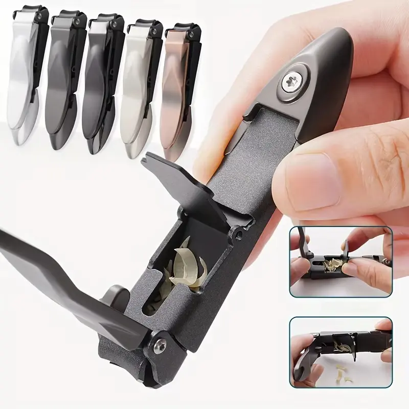 Nail Clippers for Men with Catcher - Heavy Duty Razor-Sharp Self-Collecting Nail Cutter, Ergonomic Lever for Fingernails & Toenails, Ideal Gifts for Men and Personal Care Essentials