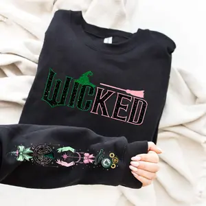 Wicked glitter split color crew sweatshirt, Wicked Musical Sweatshirt: Wizard of Oz Fan Gift,  Wicked Defy Gravity Sweatshirt, Wicked Sweatshirt, Wizard of Oz shirt Broomstick, Wizard of Oz Sweatshirt.