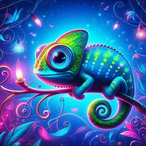 1pcs 5D DIY Diamond Painting Kit, 5D Diamond Art Set, DIY Decoration, Chameleon, Branches, Dreamy Diamond Painting Set Full Round Drill DIY, Mosaic, Diamond Art, DIY Art Home Decoration, Suitable for Halloween and Christmas.