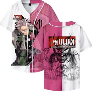 Anime Kaiju No. 8 Inspired Baseball Jersey – Monster Defense Force Graphic Shirt, Japanese Streetwear Style, Button-Up Athletic Jersey, Unisex Spring Summer Oversized Fit