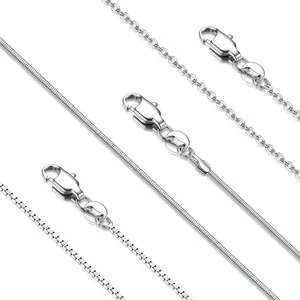 FLORIDECO 3Pcs Stainless Steel Necklace Chain for Women Men 1mm 1.2mm Snake Chain Box Chain Cable Chain Necklace Thin & Sturdy Long Lobster Clasp Silver Tone Chain 16-30 Inch Daily Fashionable Jewelry Accessories Trendy Jewellery Accessories
