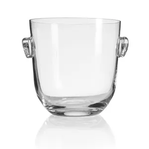 212 MAIN Weighted European Craft Unleaded Glass Ice Bucket with Insulated Lid, Bar Utensils for Kitchenware and Bar Use