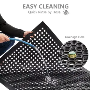 Heavy Duty Anti-Fatigue Rubber Floor Mat – Non-Slip Drainage, 36" x 60"