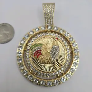 ROOSTER fashion Centenario style rotable with clear stone's PENDANT ONLY NO CHAIN