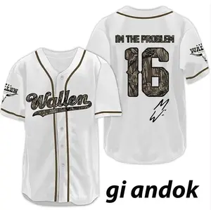 Wallen Crimson White Baseball Jersey, Country Music Shirt For Black, Tour 2026 Fan Gift, #16 Im The Problem Tour 2026 Short Sleeve Shirt, MW Fan Merch