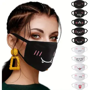 10 Pack Cute Kawaii Reusable Face Masks Breathable Lightweight Washable Fabric Mouth Coverings in Black & White Safe Stylish Masks for Men Women Ideal for Outdoor Activities Valentine's Day Gifts face masks mask