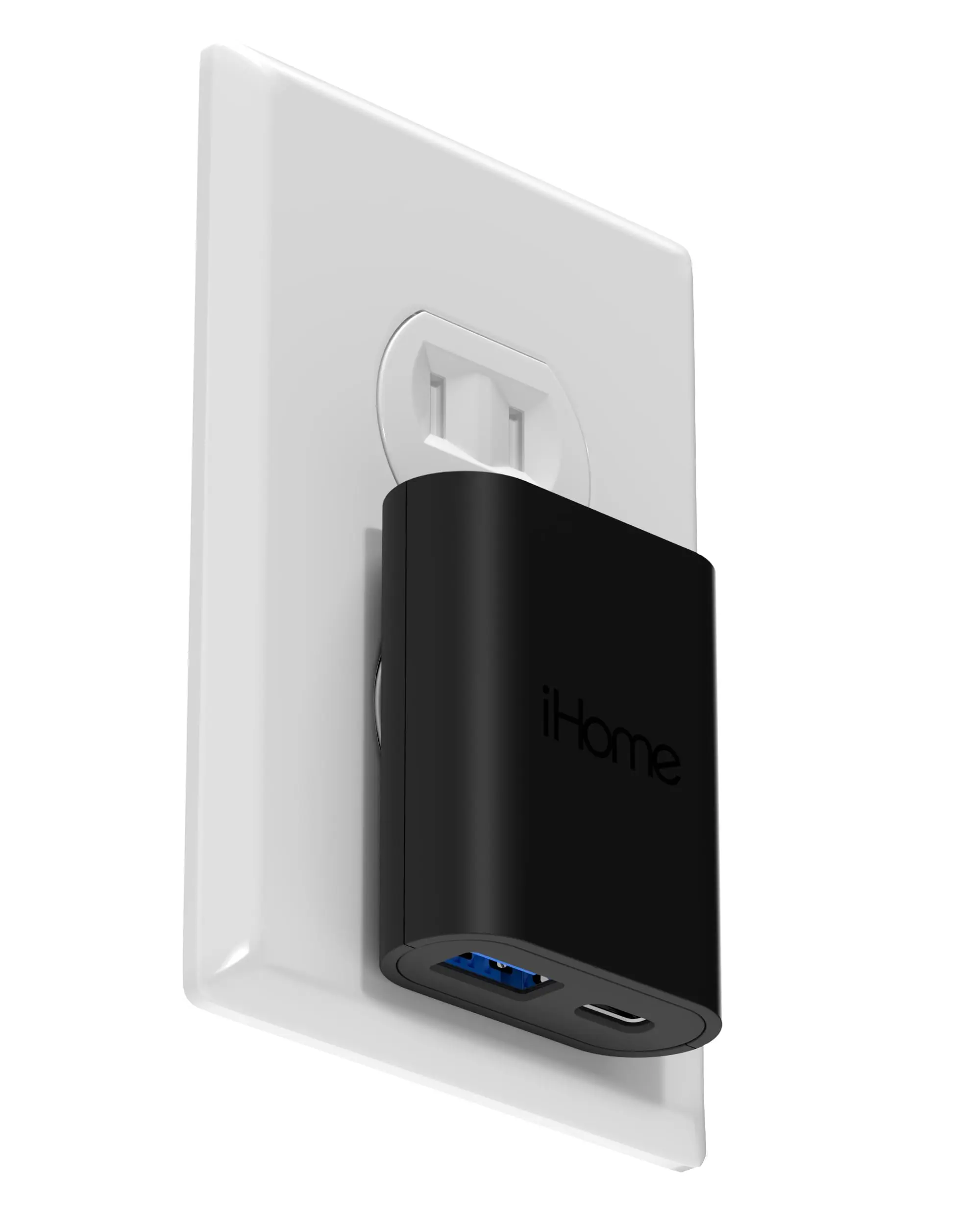 iHome USB C Charger: AC Pro 20W Multiport USB Charger (1 USB-C Port, 1 USB-A Port), Flat USB C Charger Block, Dual Port USB Plug Adapter & Phone Charging Block